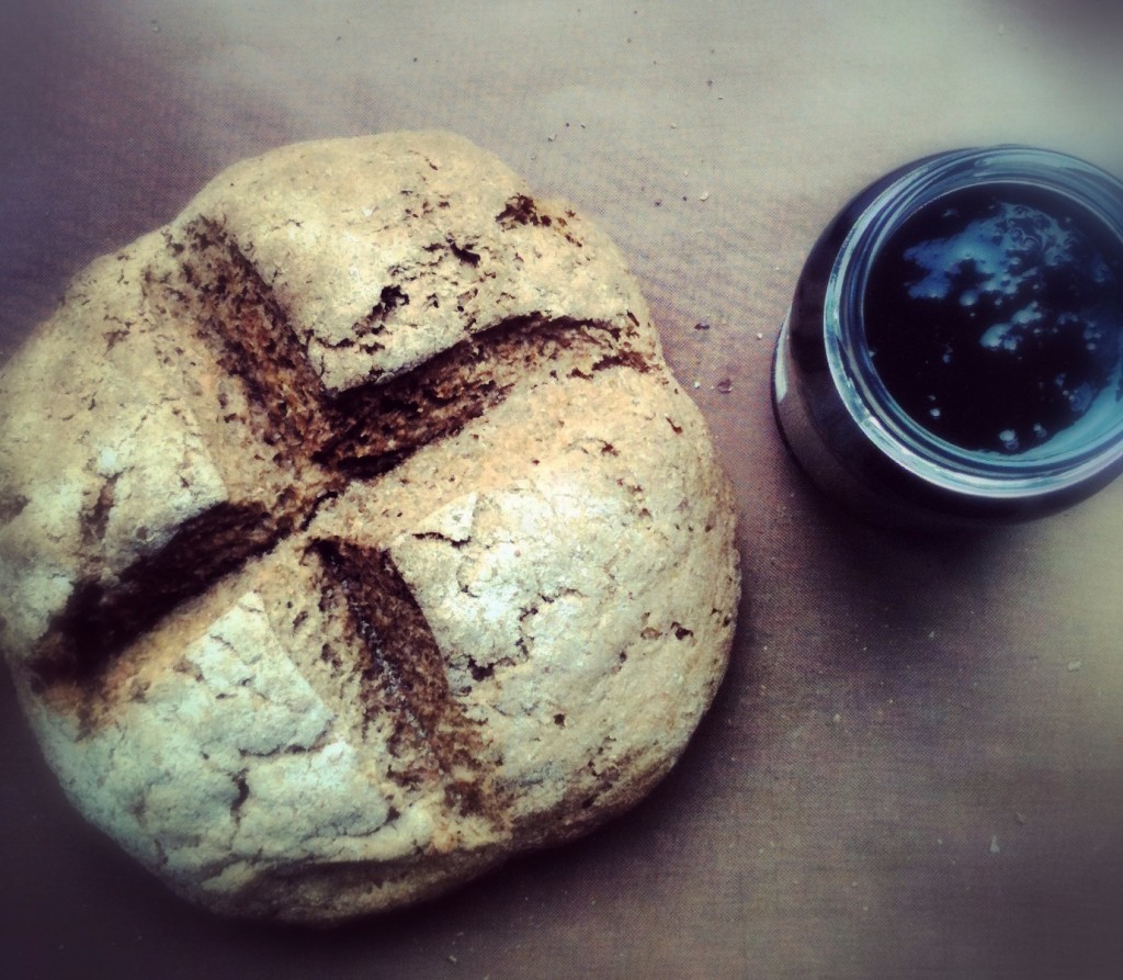 Home made rye bread and blackberry jam